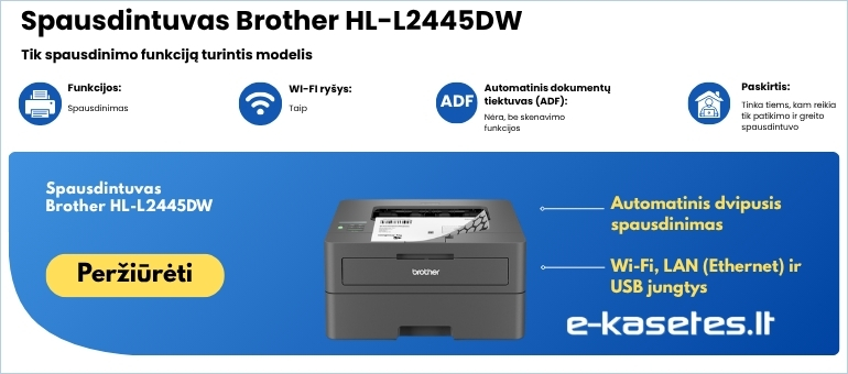 Brother HL-L2445DW nespalvotas lazerinis spausdintuvas su Wi-Fi ir LAN jungtimi